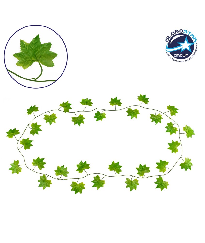 GloboStar® 78116 Τεχνητό Κρεμαστό Φυτό Διακοσμητική Γιρλάντα Λουλουδιών με 30 Πράσινα Φύλλα Σφενδάμης M20 x Π20 x Υ220cm